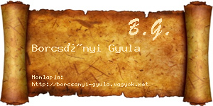 Borcsányi Gyula névjegykártya